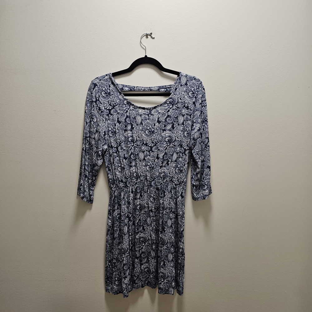 Elegant Blue Patterned Women's Dress